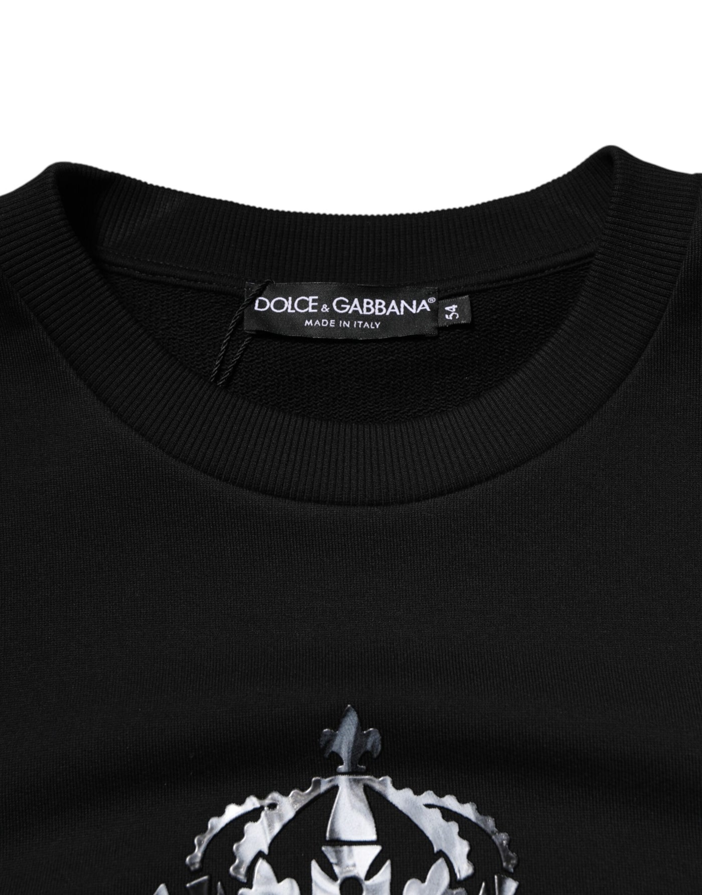 Sweat-shirt ras du cou en coton noir Dolce &amp; Gabbana avec logo DG