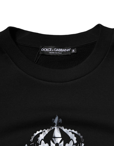 Sweat-shirt ras du cou en coton noir Dolce &amp; Gabbana avec logo DG