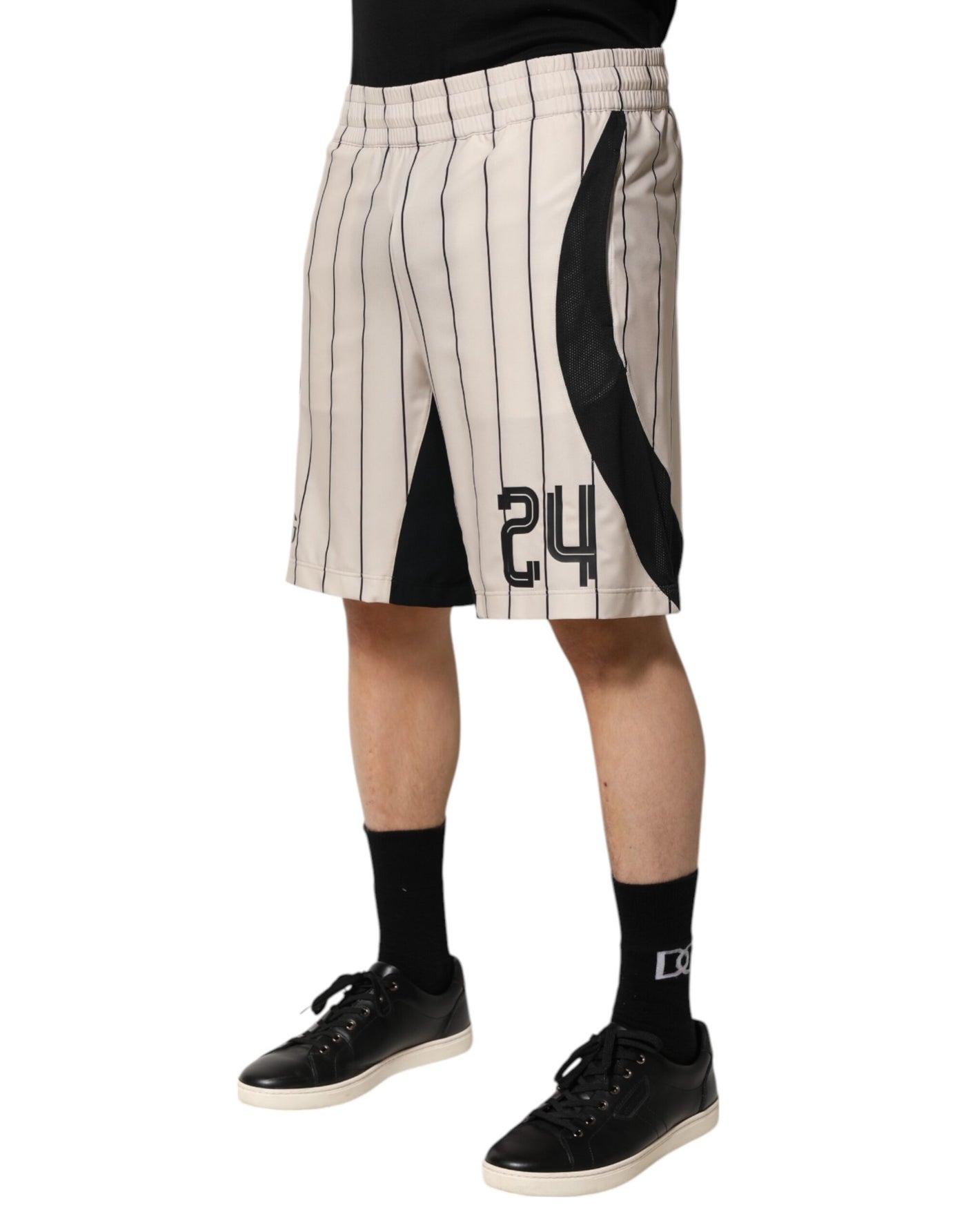 Dolce &amp; Gabbana Off White Polyester DG Logo Sweatshorts Shorts