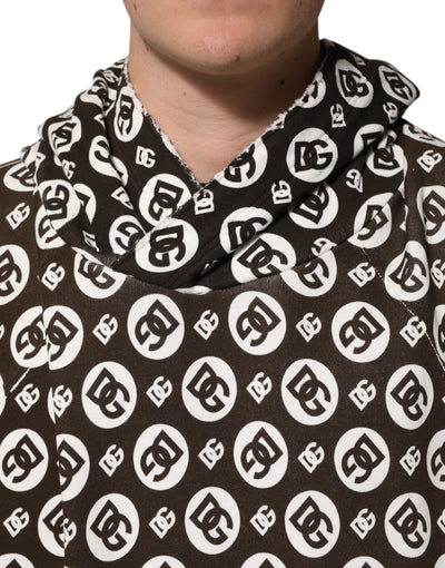 Sweat à capuche court Dolce &amp; Gabbana marron et blanc avec logo DG