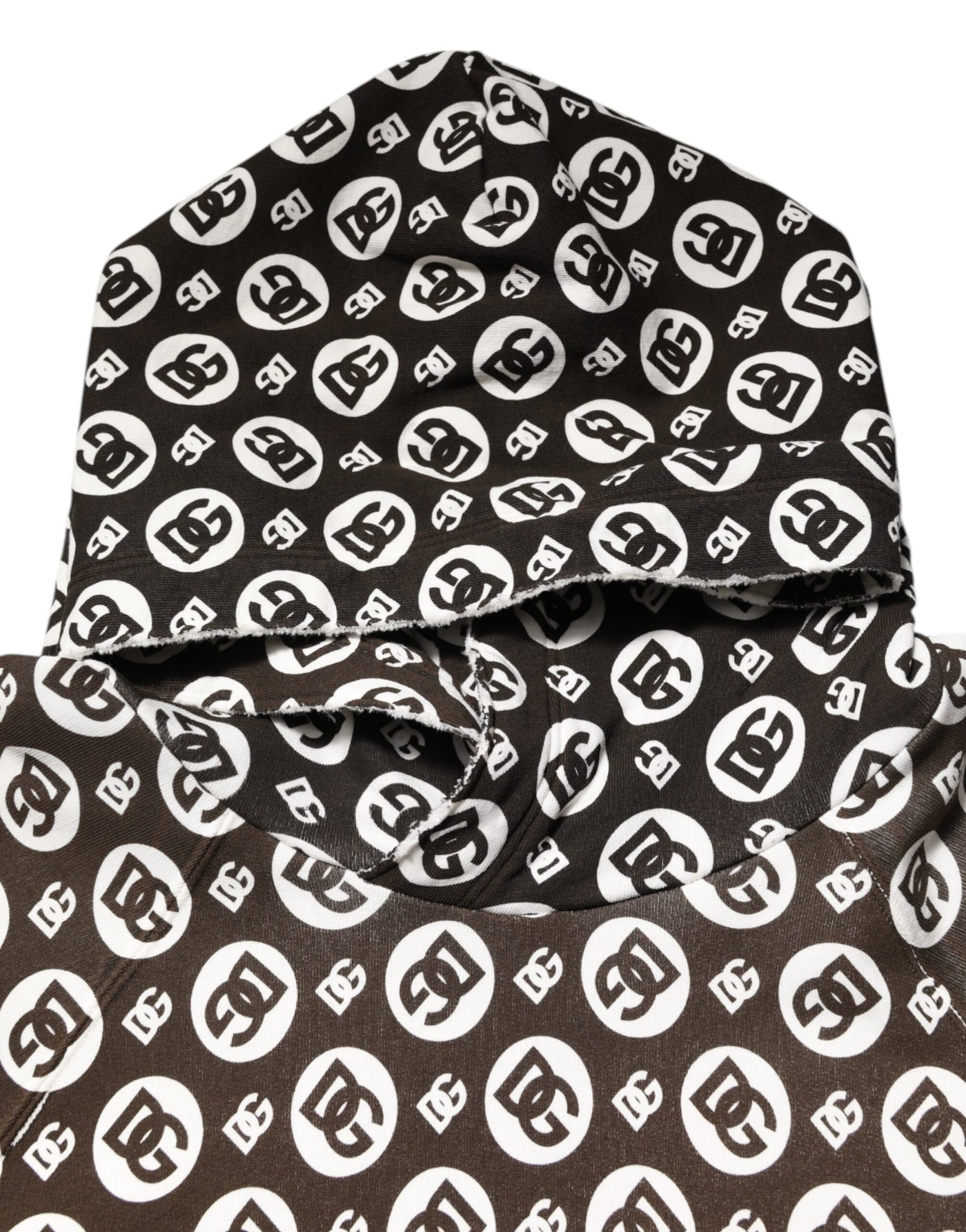 Sweat à capuche court Dolce &amp; Gabbana marron et blanc avec logo DG