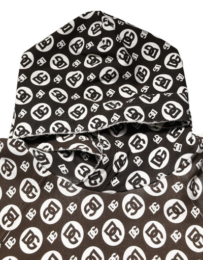 Sweat à capuche court Dolce &amp; Gabbana marron et blanc avec logo DG