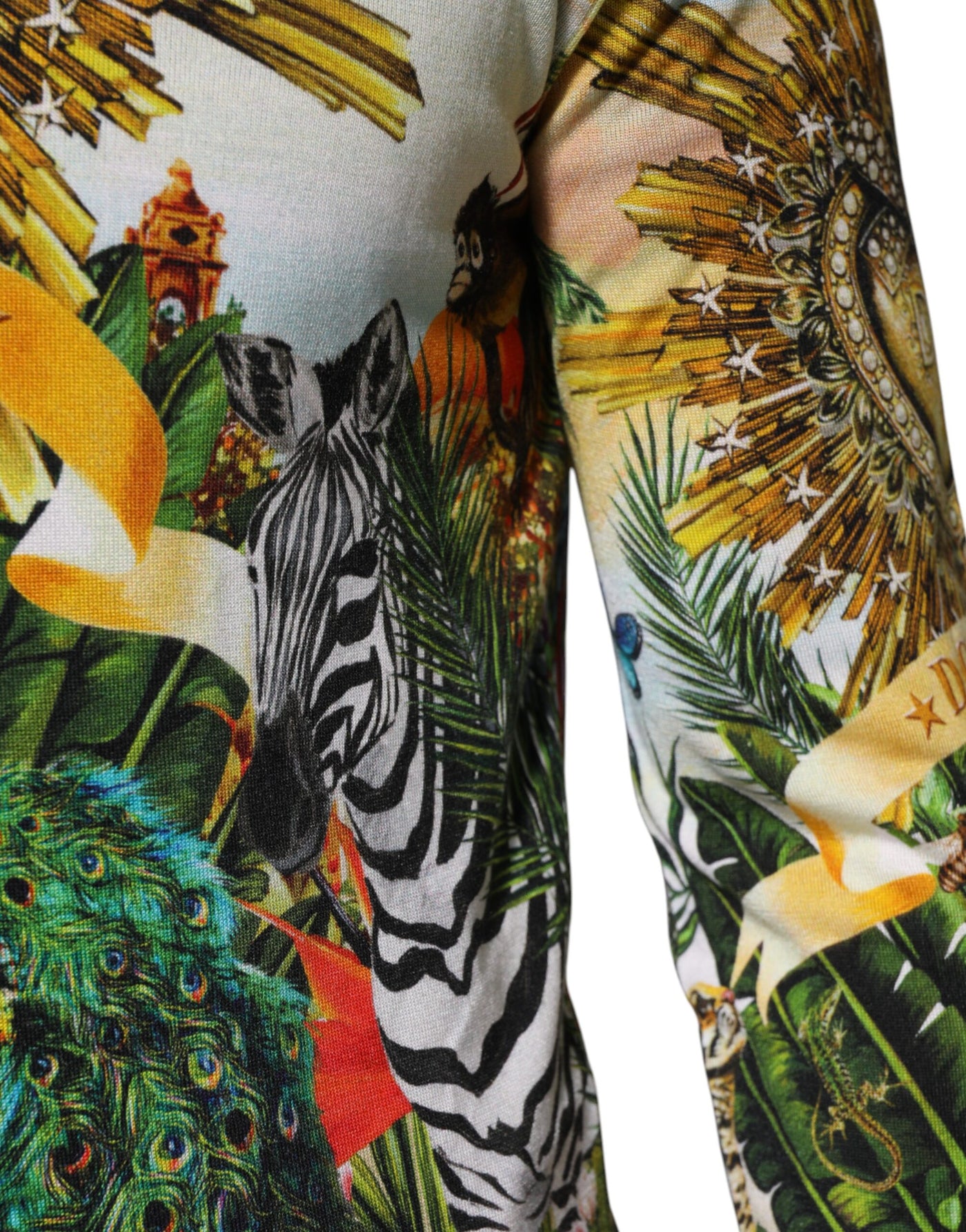Pull en soie à motif couronne de cœur tropical Dolce &amp; Gabbana
