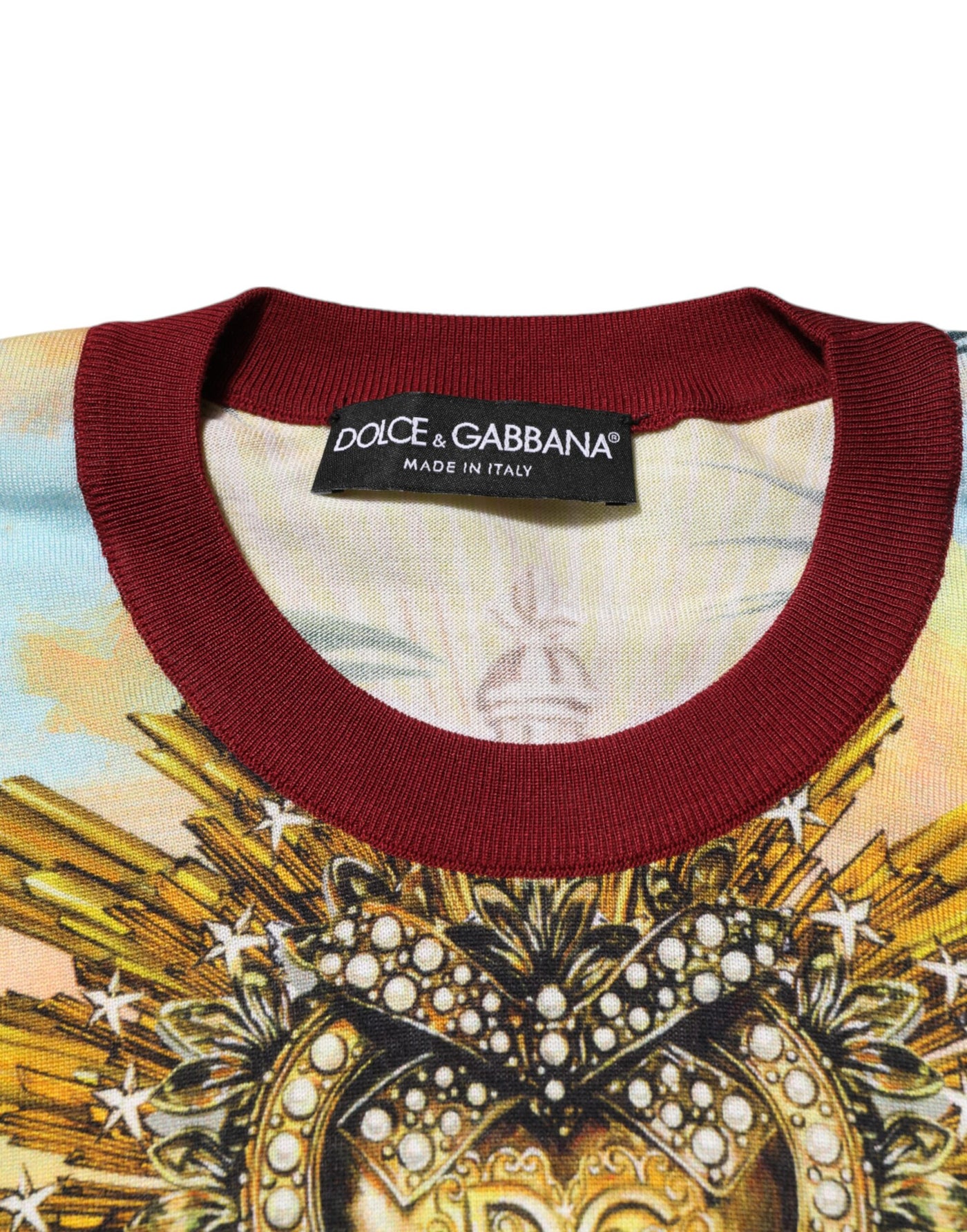 Pull en soie à motif couronne de cœur tropical Dolce &amp; Gabbana
