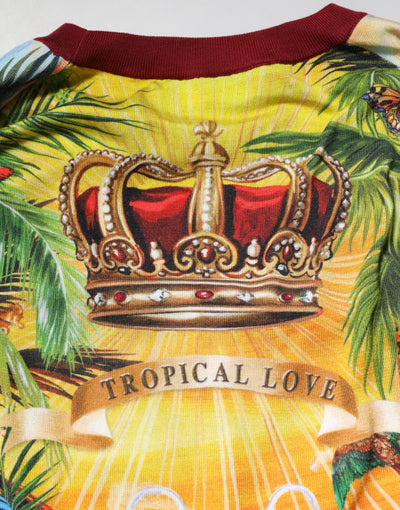 Pull en soie à motif couronne de cœur tropical Dolce &amp; Gabbana