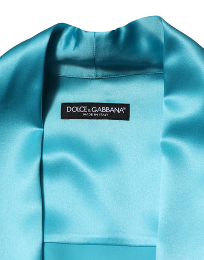 Pull cache-cœur à manches longues en soie bleu aqua Dolce &amp; Gabbana