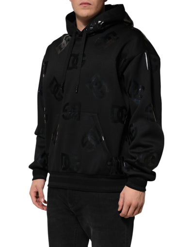 Sweat à capuche noir à logo DG Dolce &amp; Gabbana imprimé métallisé