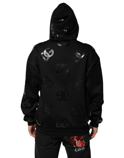 Sweat à capuche noir à logo DG Dolce &amp; Gabbana imprimé métallisé