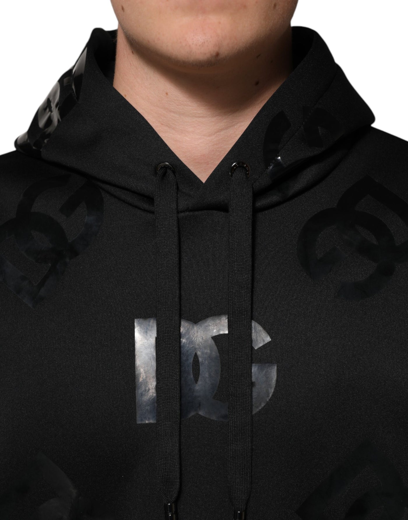 Sweat à capuche noir à logo DG Dolce &amp; Gabbana imprimé métallisé