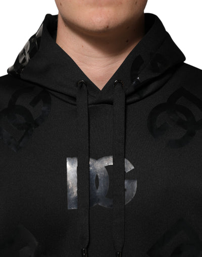 Sweat à capuche noir à logo DG Dolce &amp; Gabbana imprimé métallisé