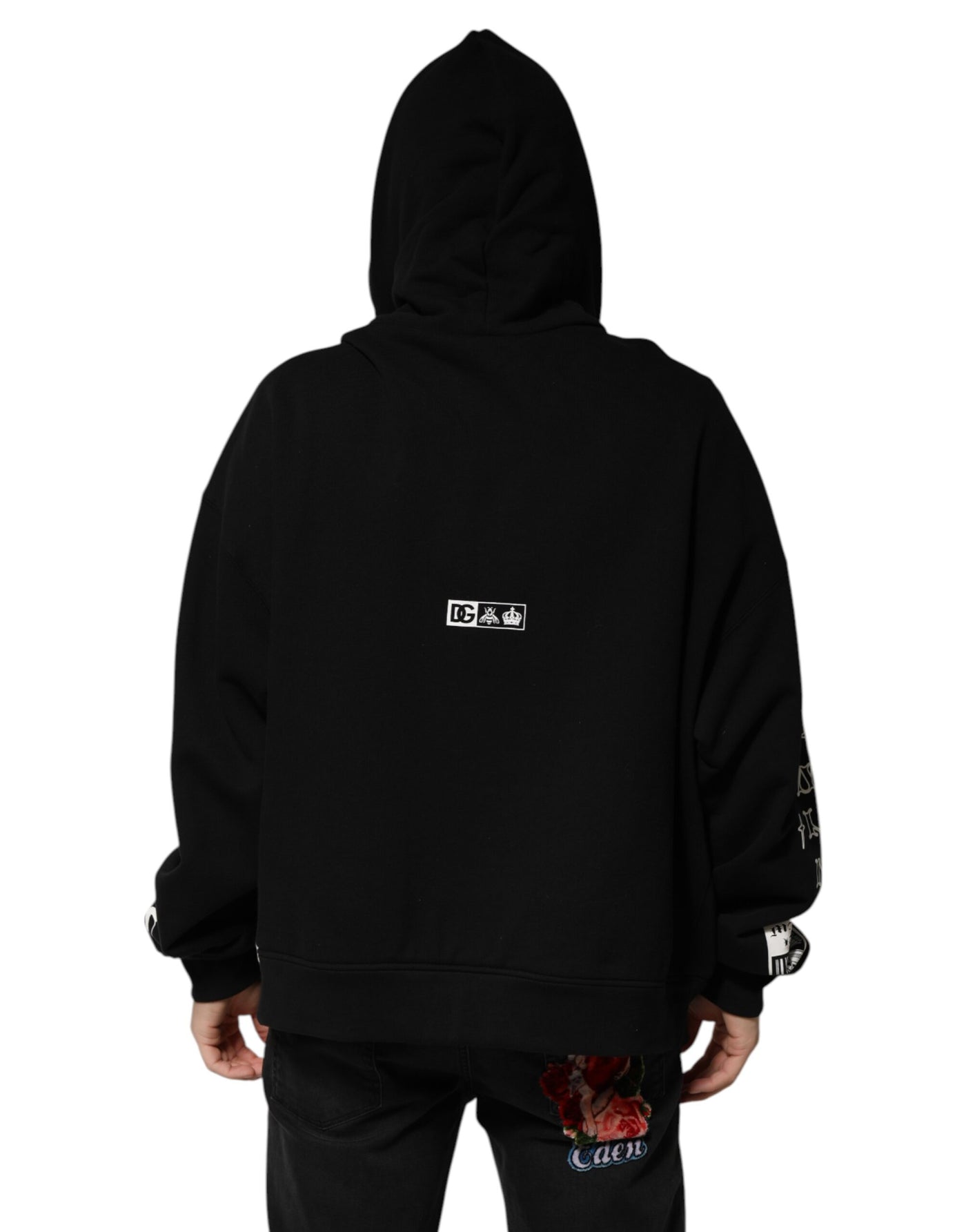 Sweat à capuche en coton noir Dolce &amp; Gabbana avec logo DG Milano imprimé
