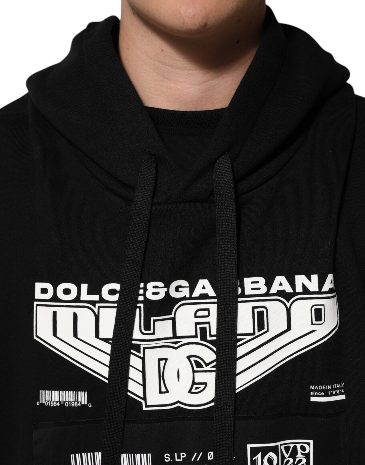 Sweat à capuche en coton noir Dolce &amp; Gabbana avec logo DG Milano imprimé