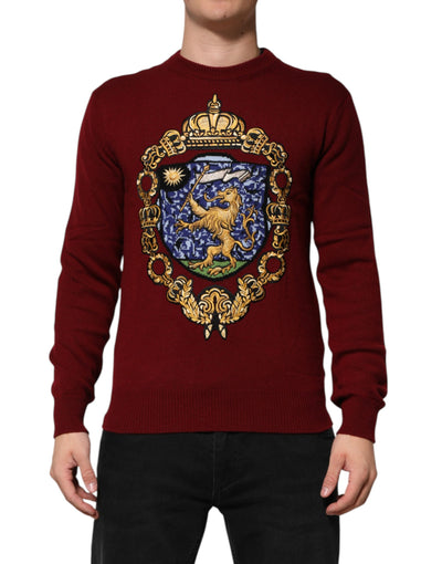 Pull Dolce &amp; Gabbana en cachemire bordeaux avec écusson lion