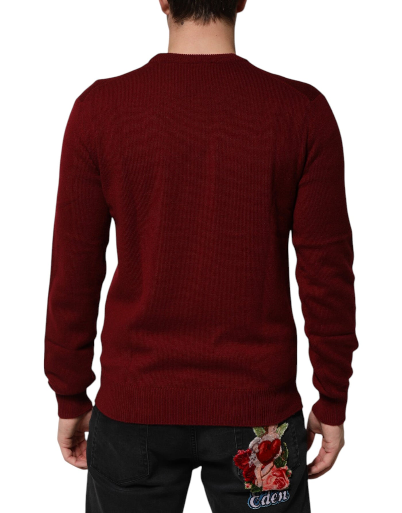 Pull Dolce &amp; Gabbana en cachemire bordeaux avec écusson lion