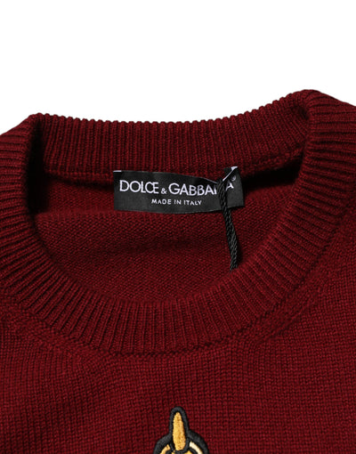 Pull Dolce &amp; Gabbana en cachemire bordeaux avec écusson lion