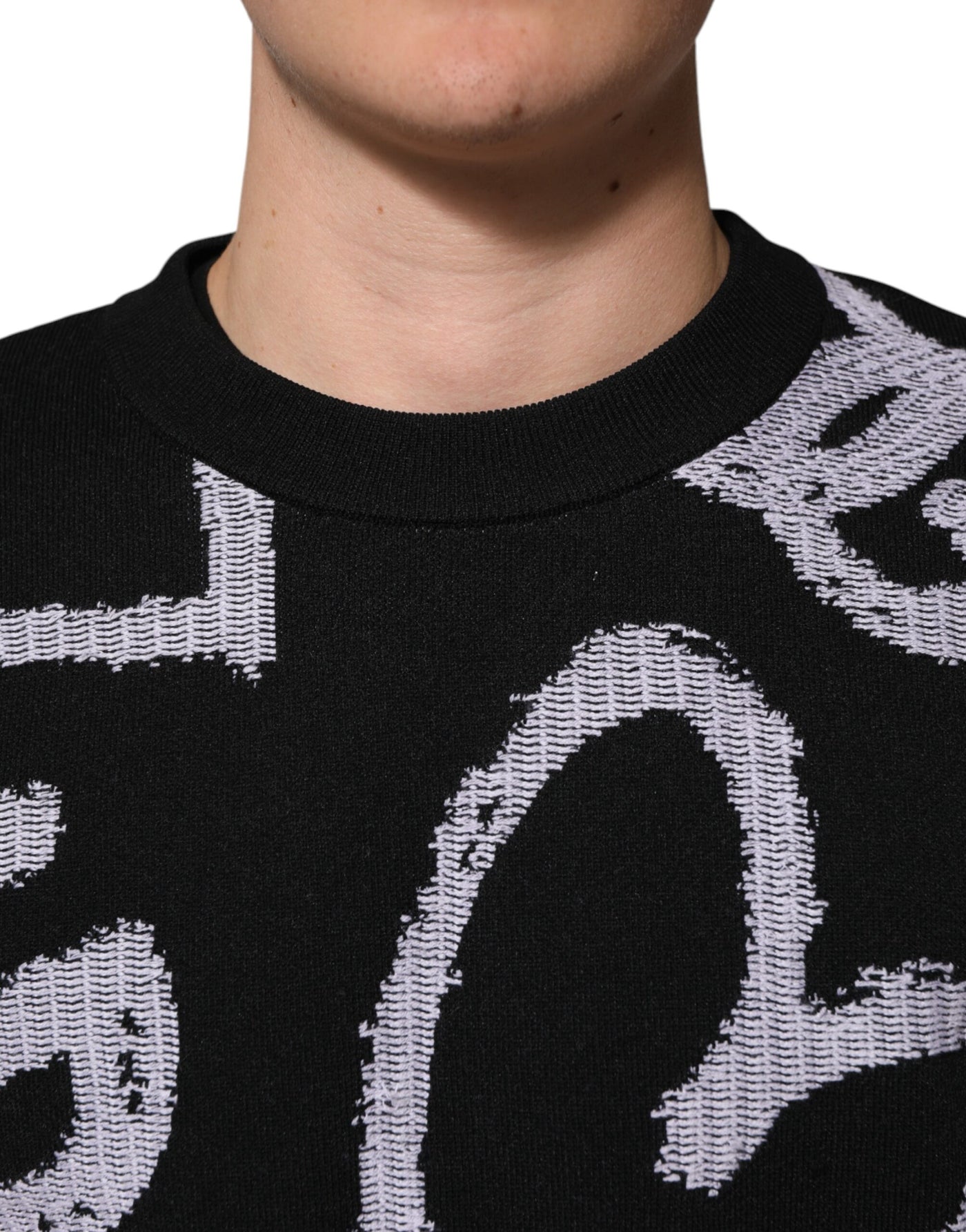 Pull Dolce &amp; Gabbana en laine et nylon noir à imprimé cœur