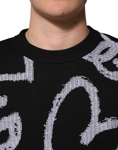Pull Dolce &amp; Gabbana en laine et nylon noir à imprimé cœur