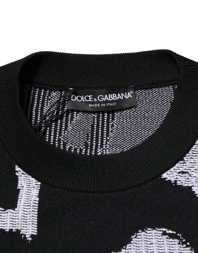 Pull Dolce &amp; Gabbana en laine et nylon noir à imprimé cœur