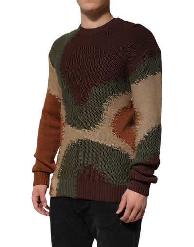 Pull-over Dolce &amp; Gabbana en coton multicolore abstrait pour homme