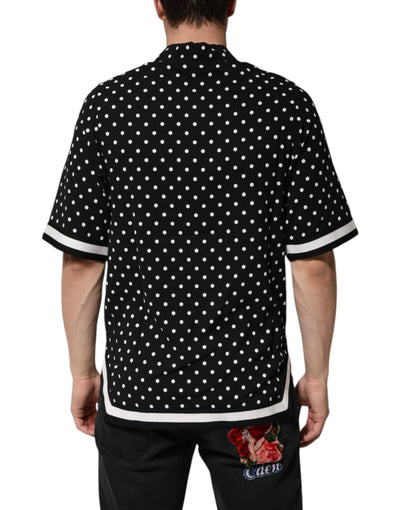 Polo à manches courtes et col à pois noirs Dolce &amp; Gabbana