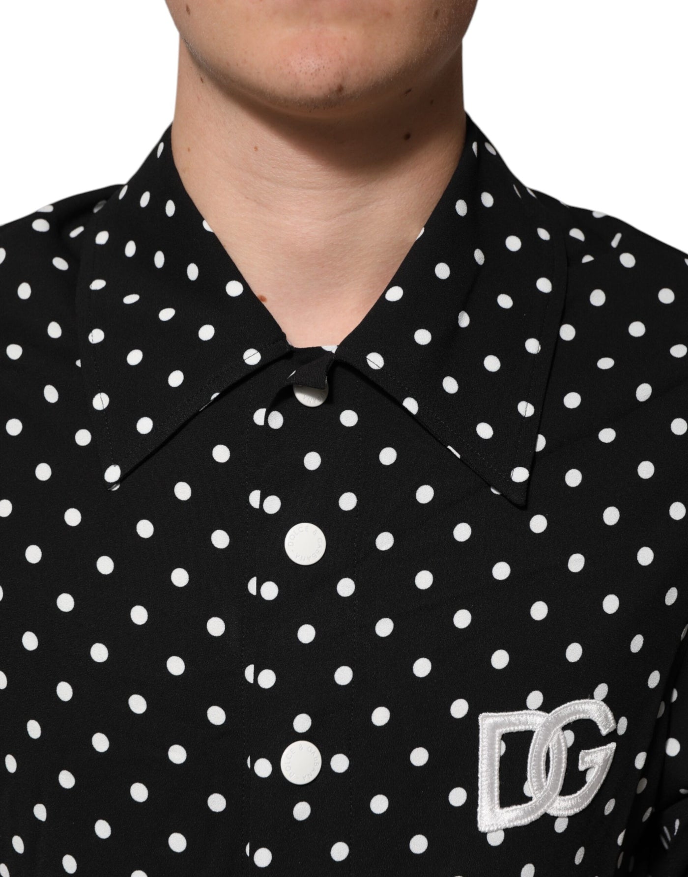 Polo à manches courtes et col à pois noirs Dolce &amp; Gabbana