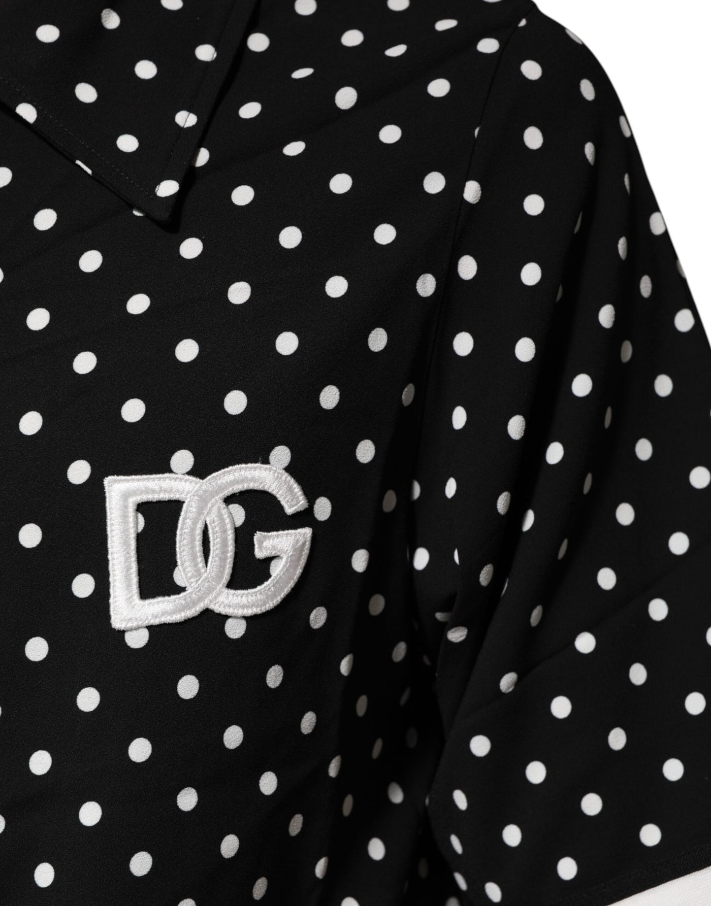 Polo à manches courtes et col à pois noirs Dolce &amp; Gabbana