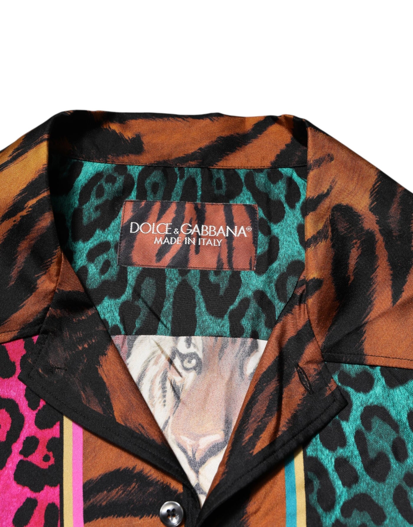 T-shirt hawaïen en soie multicolore à imprimé tigre Dolce &amp; Gabbana