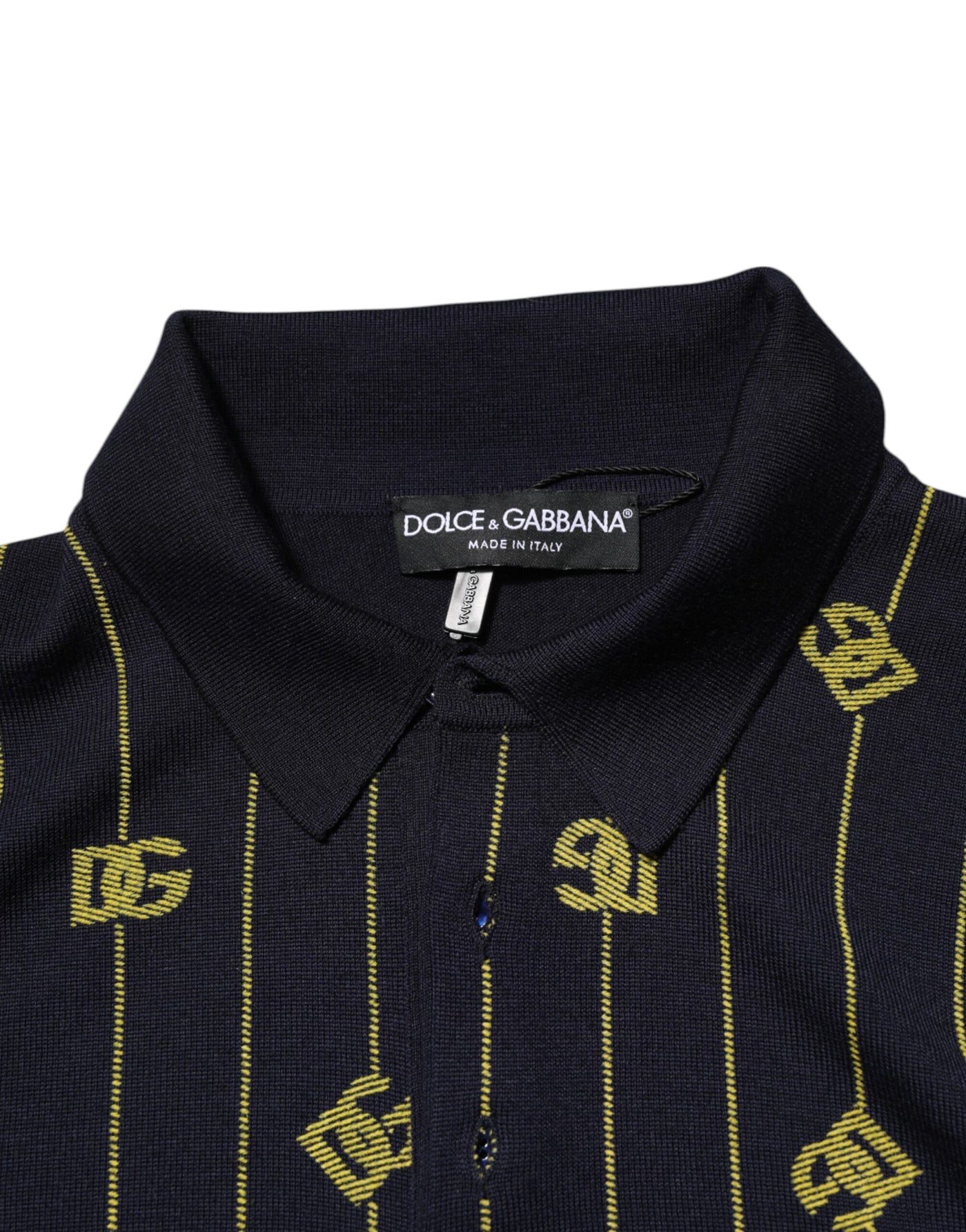 T-shirt polo en maille jacquard à logo noir Dolce &amp; Gabbana