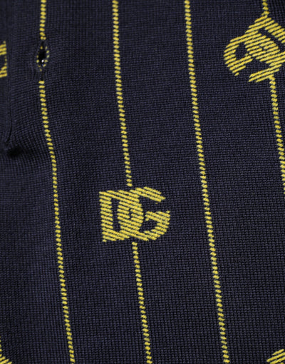 T-shirt polo en maille jacquard à logo noir Dolce &amp; Gabbana