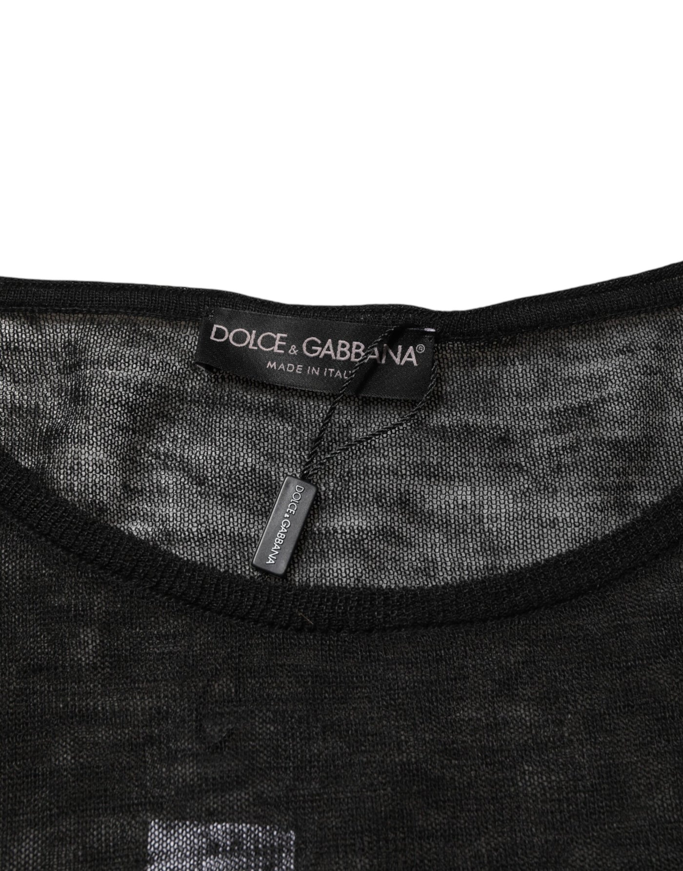 T-shirt à manches longues en maille de lin noir Dolce &amp; Gabbana