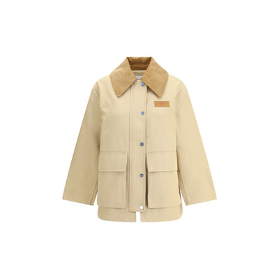 Veste en coton Ganni avec col en velours côtelé