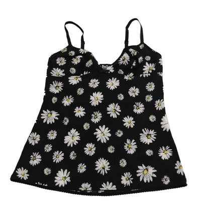 Robe noire à imprimé marguerites Dolce &amp; Gabbana Lingerie Chemisole