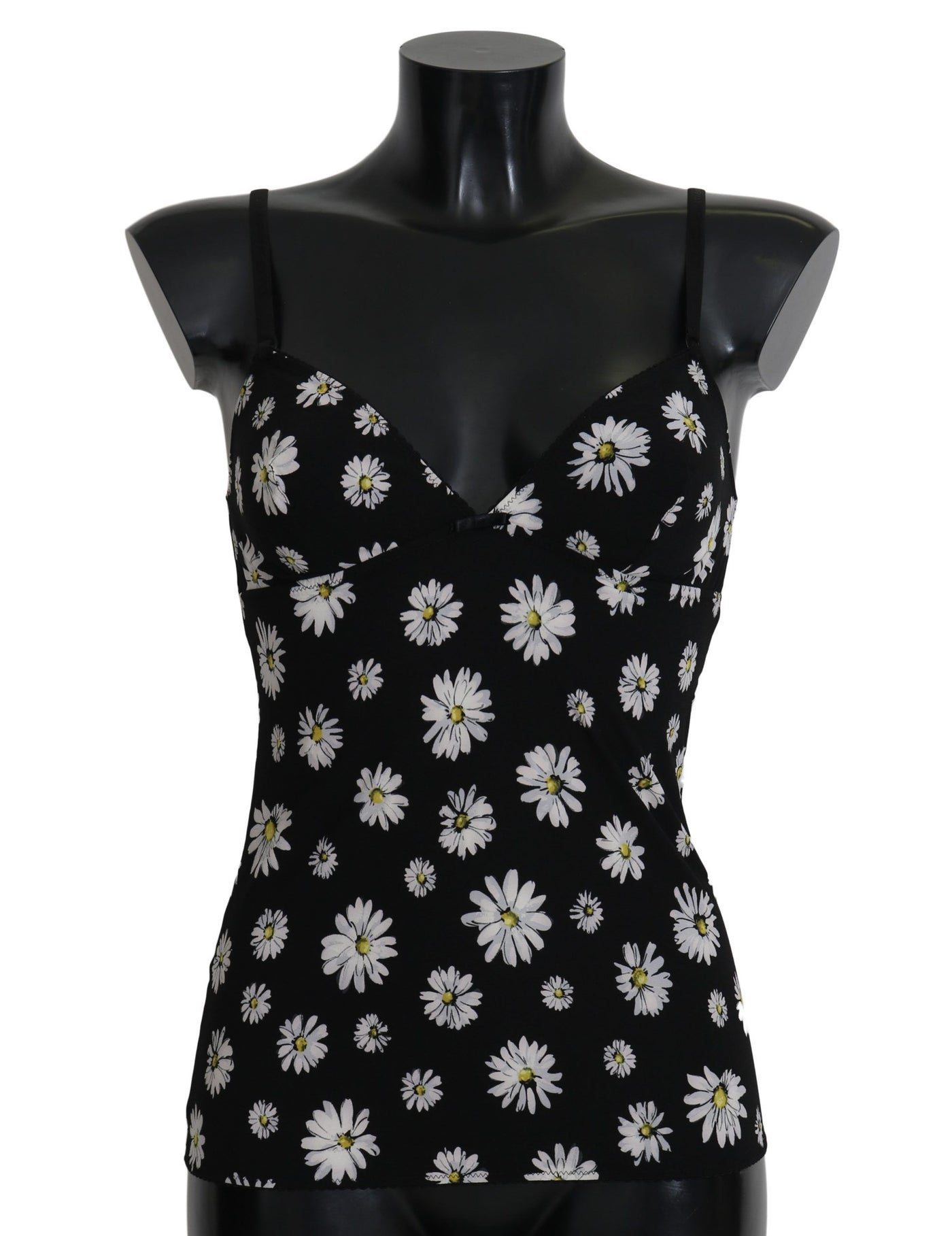 Robe noire à imprimé marguerites Dolce &amp; Gabbana Lingerie Chemisole