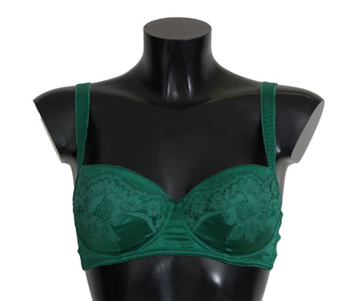 Soutien-gorge en dentelle florale extensible en soie verte Dolce &amp; Gabbana