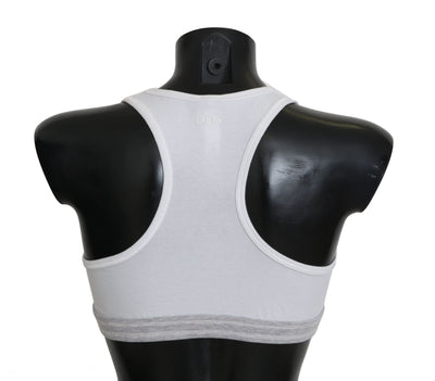 Soutien-gorge de sport extensible en coton blanc Dolce &amp; Gabbana