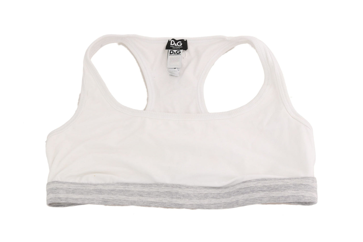 Soutien-gorge de sport extensible en coton blanc Dolce &amp; Gabbana