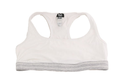 Soutien-gorge de sport extensible en coton blanc Dolce &amp; Gabbana