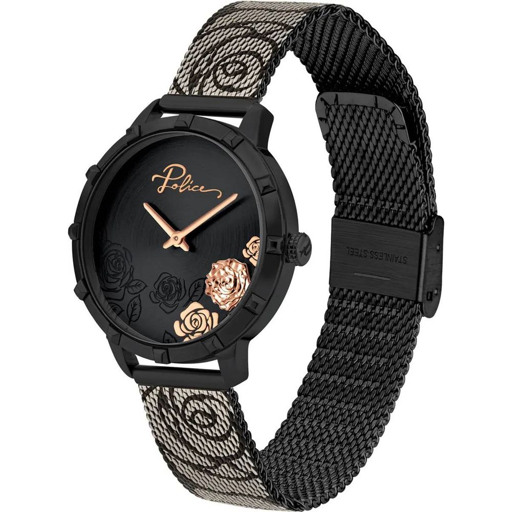 Politie zwart roestvrij stalen horloge