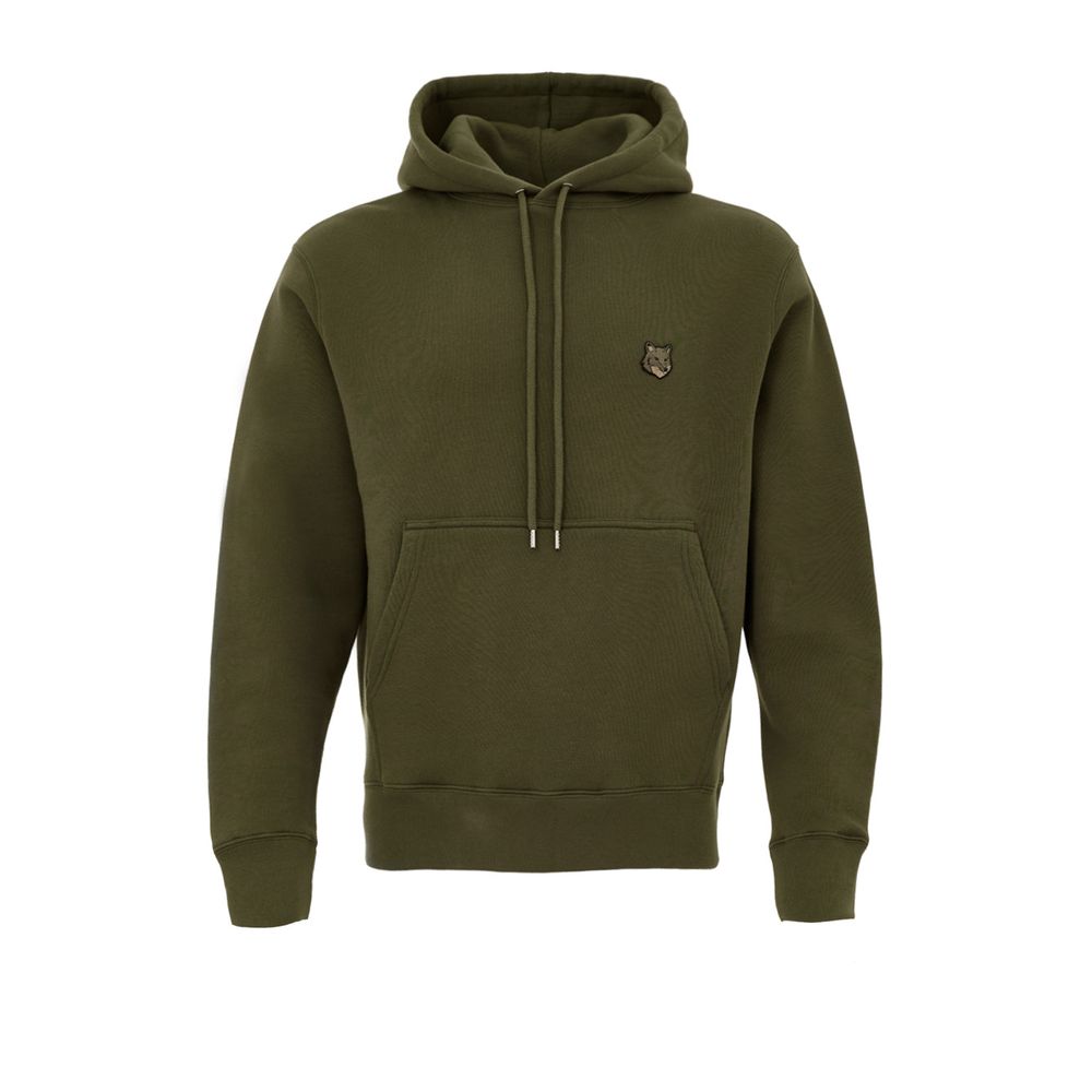 Sweat à capuche en coton vert Maison Kitsuné
