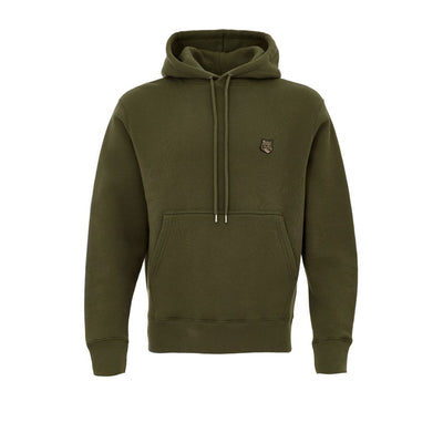 Sweat à capuche en coton vert Maison Kitsuné