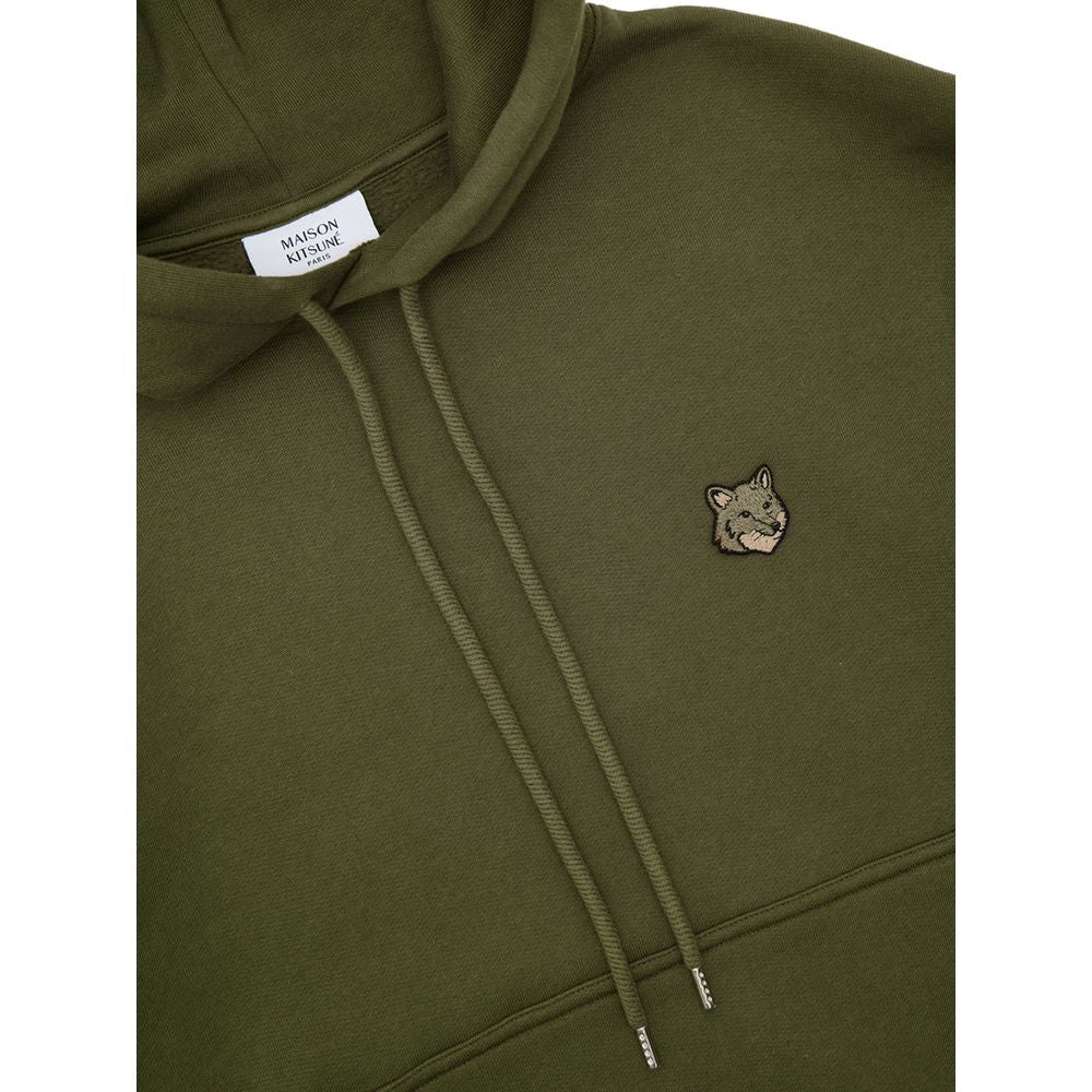 Sweat à capuche en coton vert Maison Kitsuné