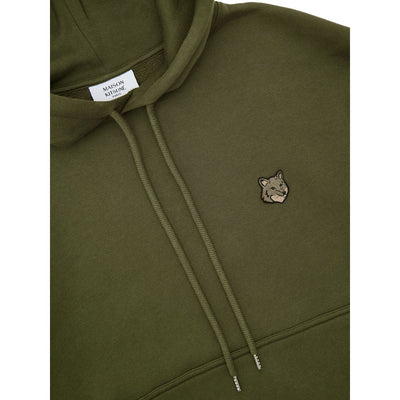 Sweat à capuche en coton vert Maison Kitsuné