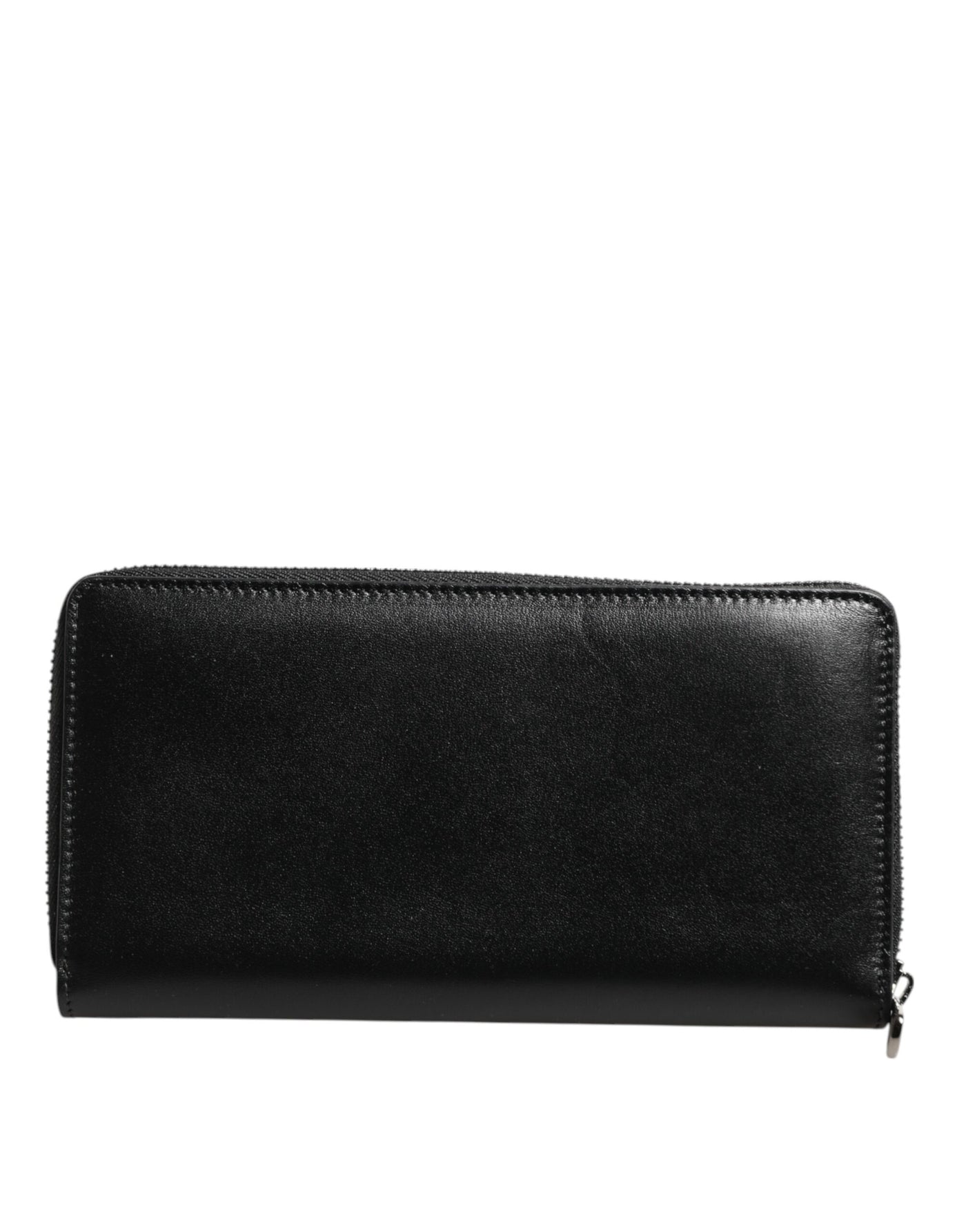 Dolce &amp; Gabbana zwarte leren portemonnee met logo-plaquette en ritssluiting rondom