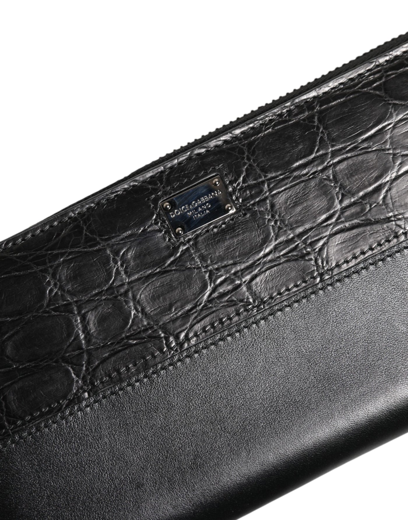 Dolce &amp; Gabbana zwarte leren portemonnee met logo-plaquette en ritssluiting rondom