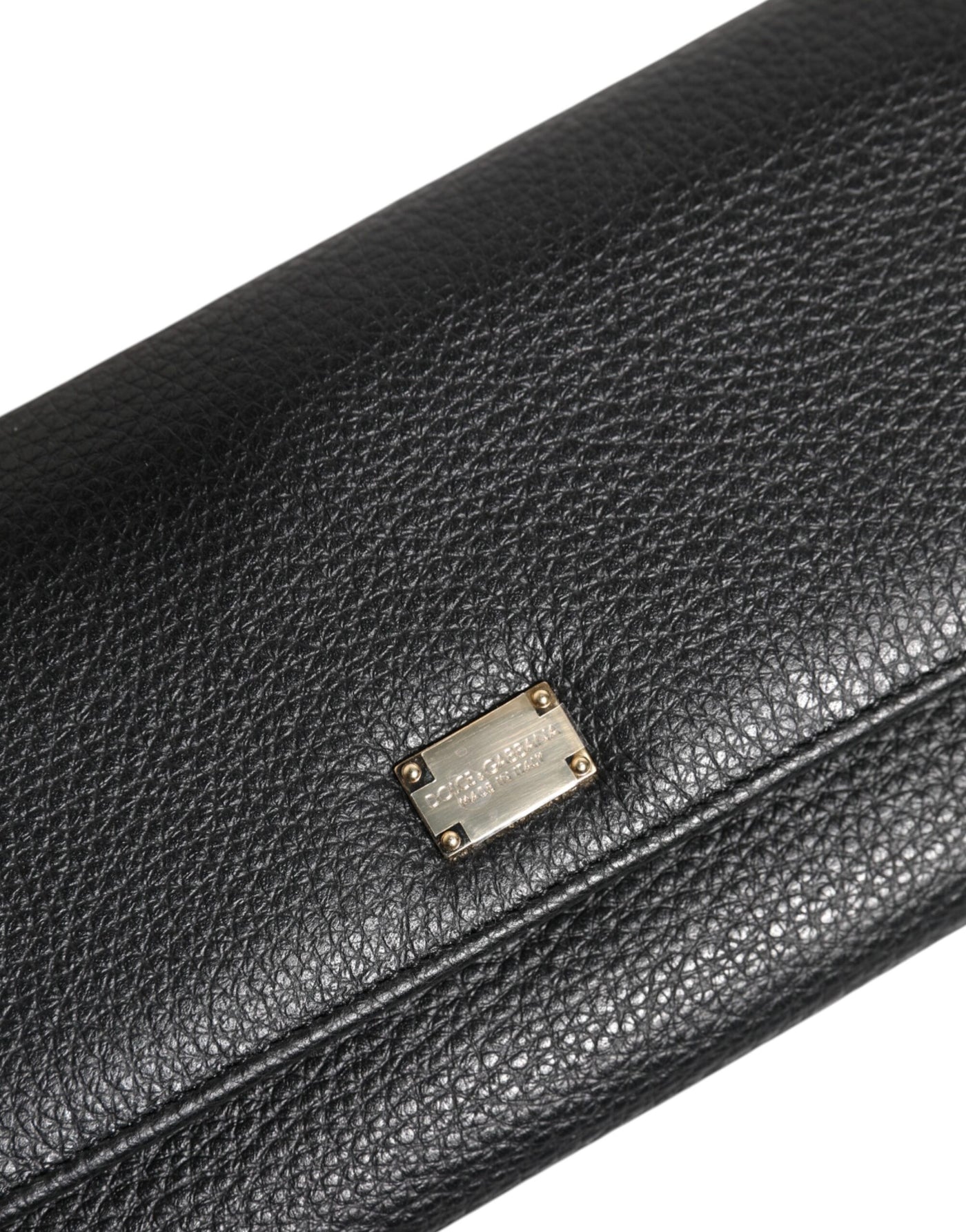 Dolce & Gabbana Black Leather Trifold Logo Plaque Card Holder Wallet