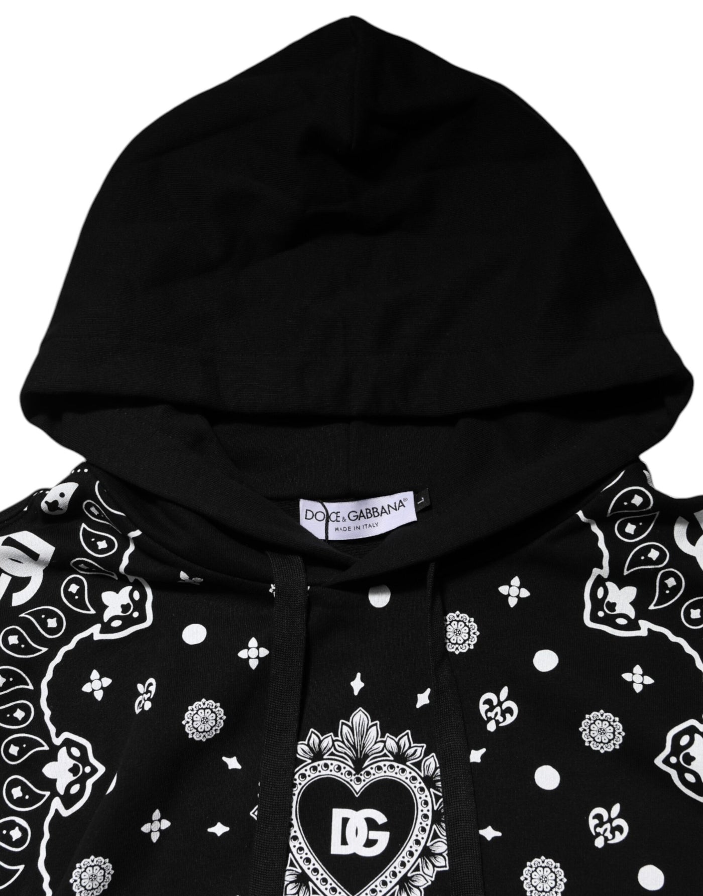 Sweat-shirt à capuche bandana noir Dolce &amp; Gabbana pour homme