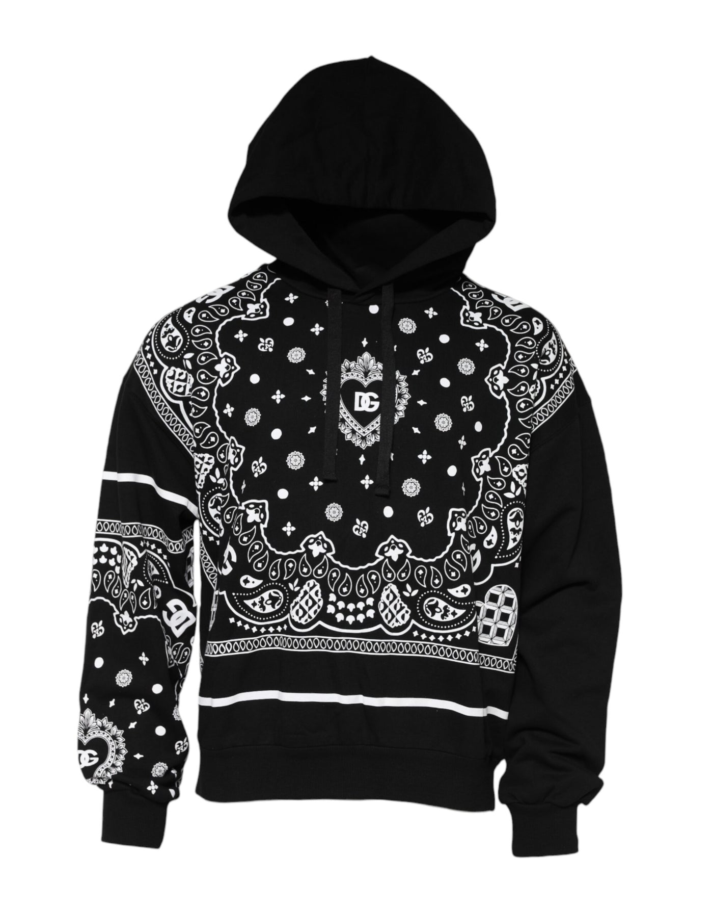 Sweat-shirt à capuche bandana noir Dolce &amp; Gabbana pour homme
