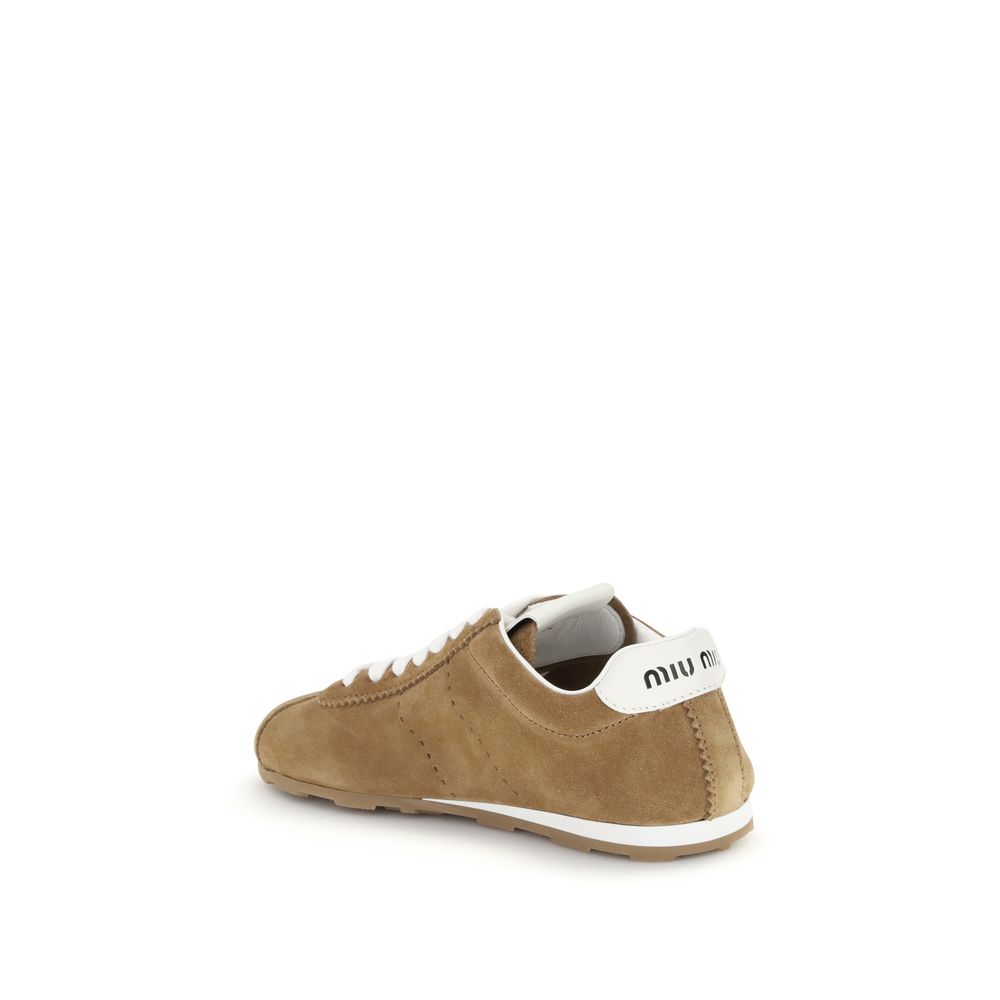 Baskets Miu Miu en daim à plumes