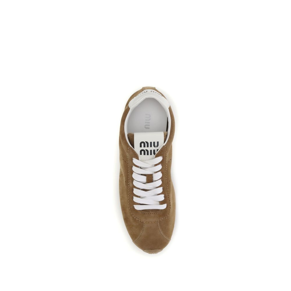 Baskets Miu Miu en daim à plumes