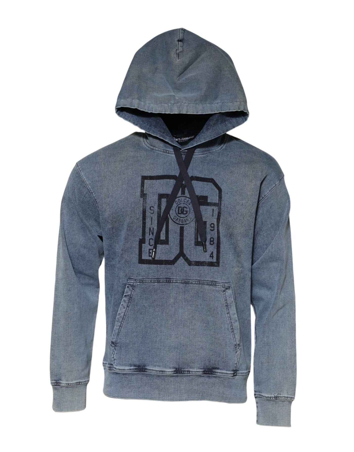 Sweat-shirt à capuche en coton mélangé bleu Dolce &amp; Gabbana